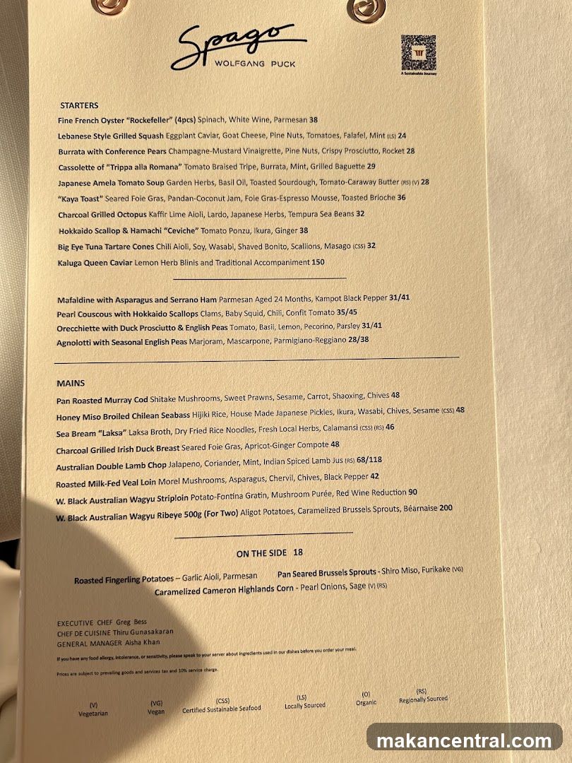 Spago Wolfgang Puck Menu