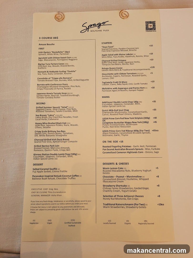 Spago Wolfgang Puck 3 Course 88$