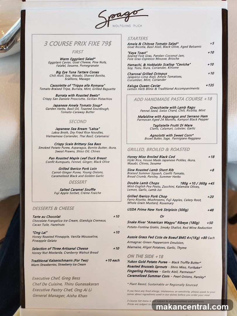 Spago Wolfgang Puck Menu