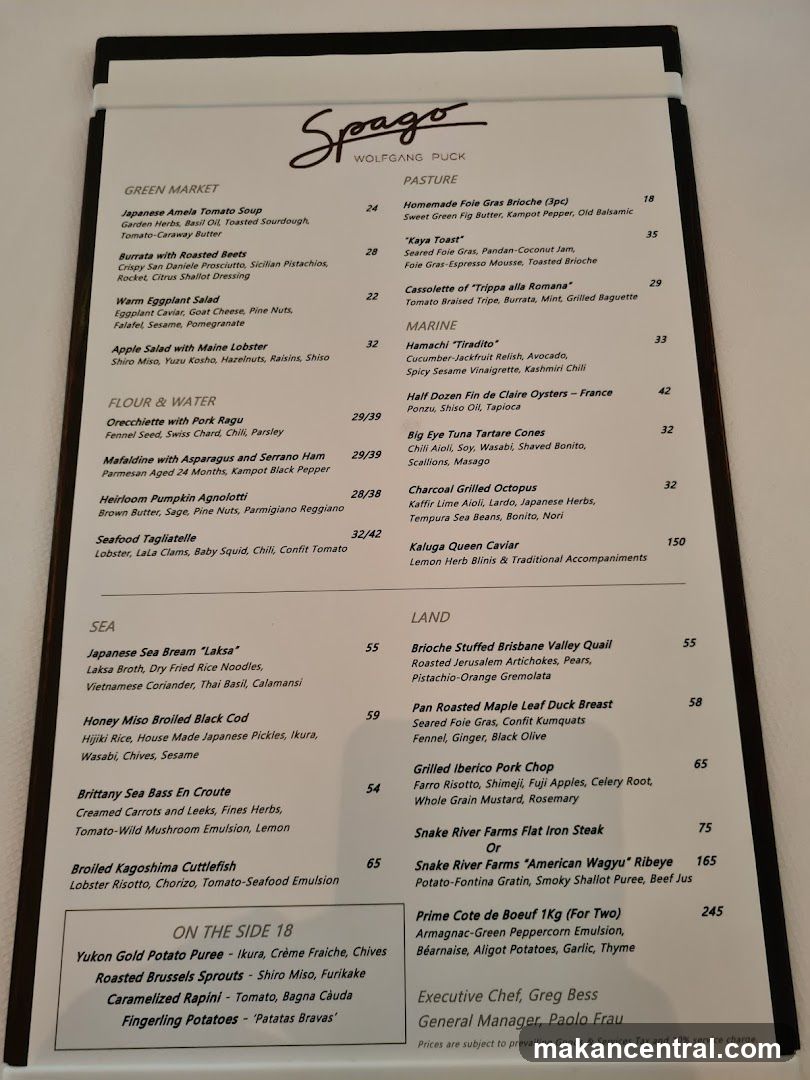 Spago Wolfgang Puck Menu