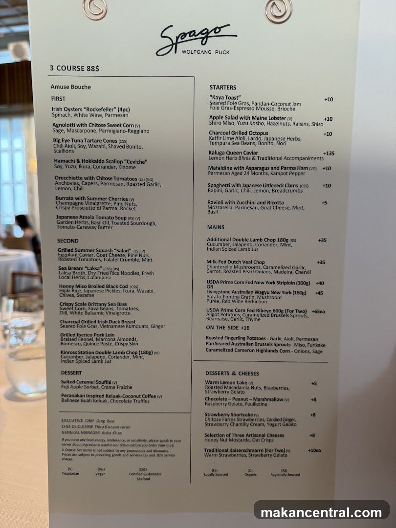 Spago Wolfgang Puck Menu
