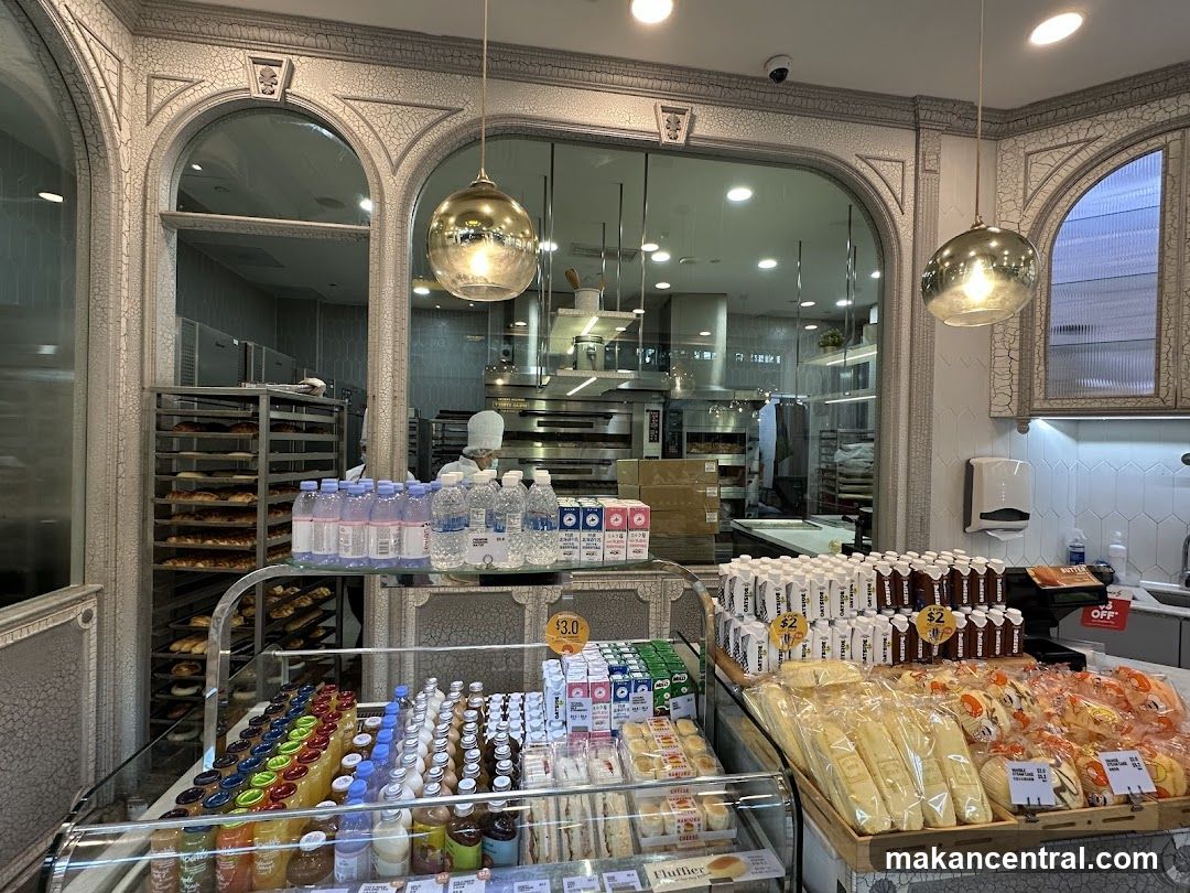 Bakery Interior with Pastries and Drinks