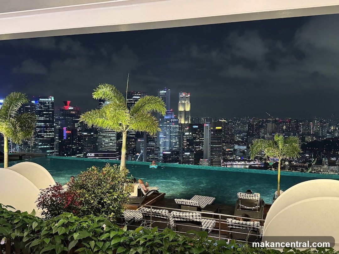 Rooftop Infinity Pool Overlooking City Skyline at Night