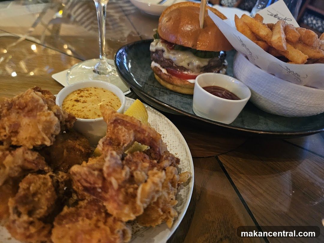 Burger and fried chicken