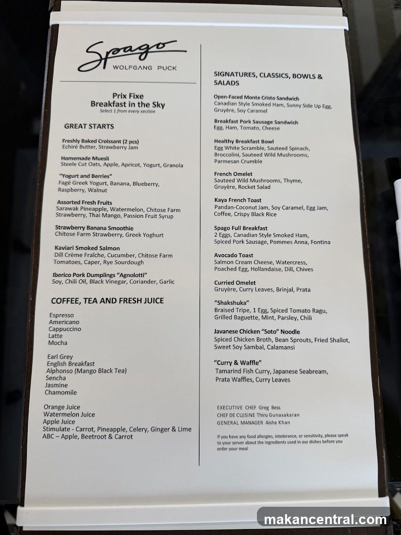 Spago Wolfgang Puck Breakfast Menu