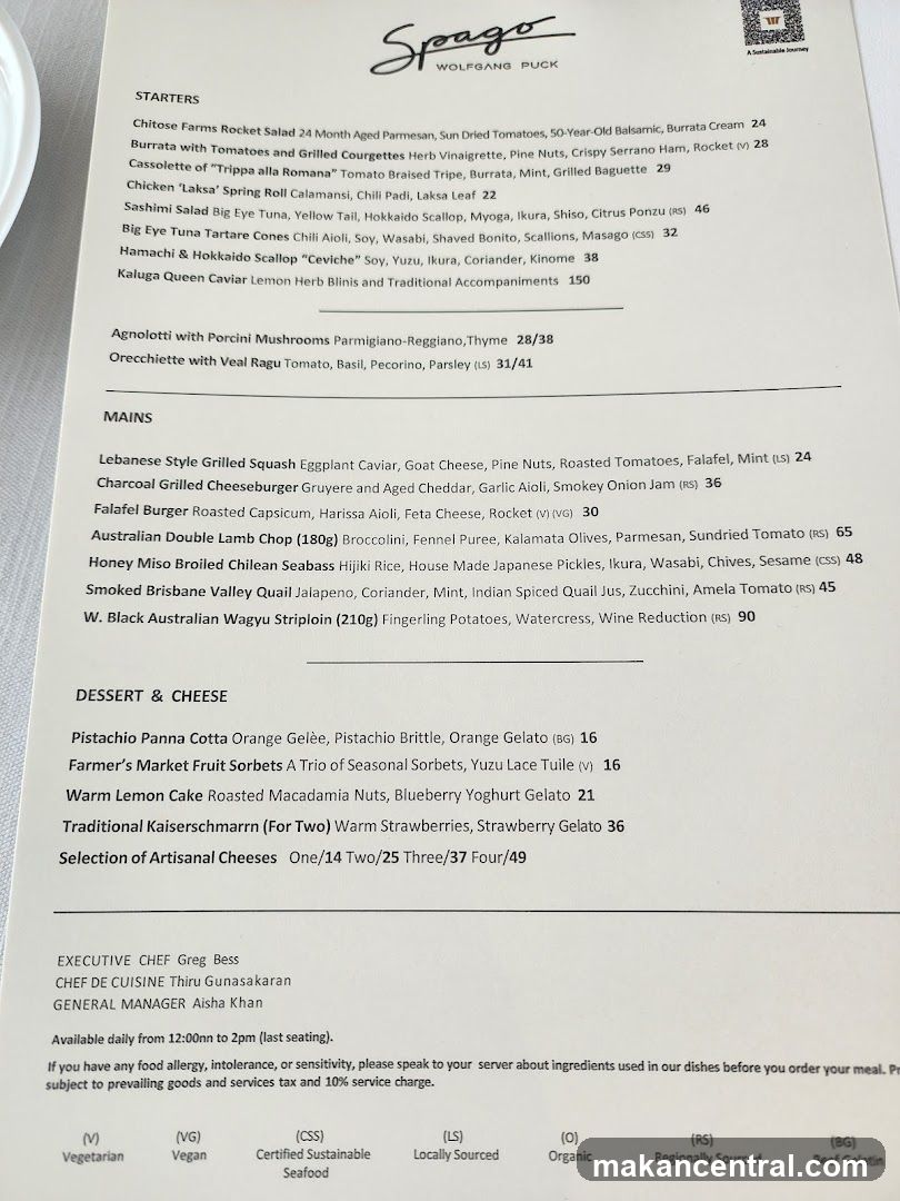 Spago Wolfgang Puck Menu