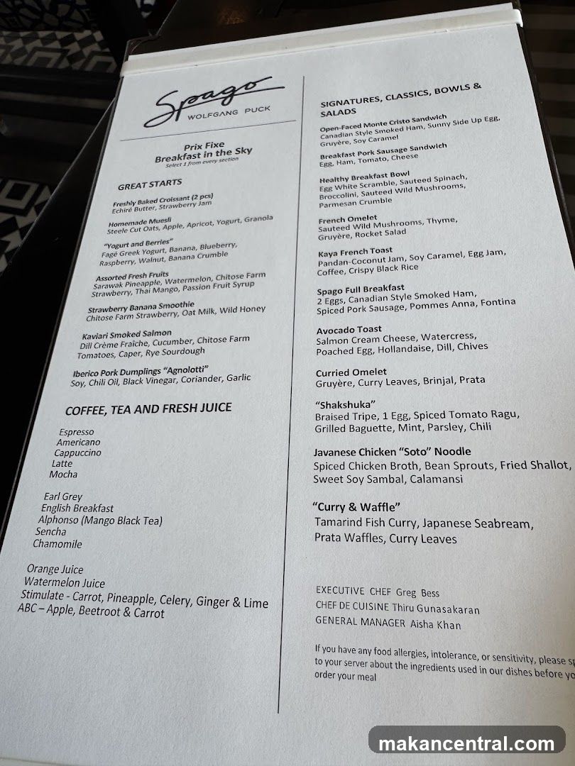 Spago Wolfgang Puck Breakfast Menu