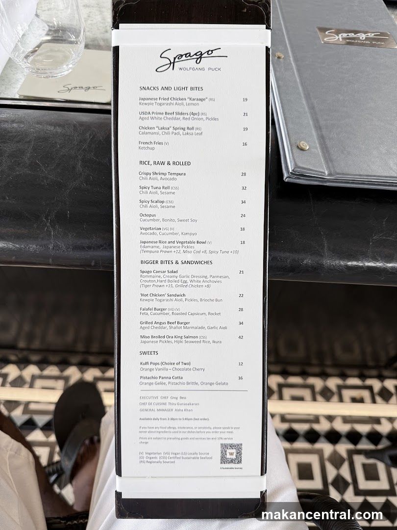 Spago Wolfgang Puck Menu