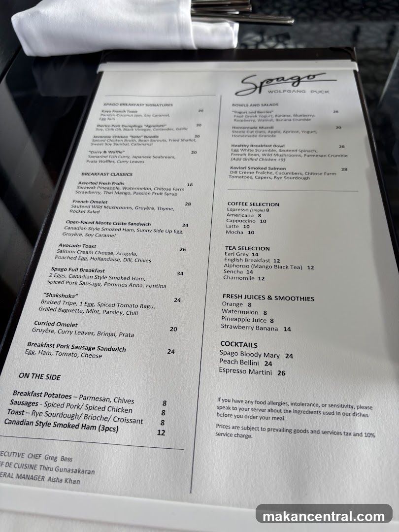 Spago Wolfgang Puck Breakfast Menu