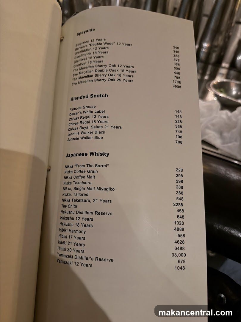 Whisky Menu