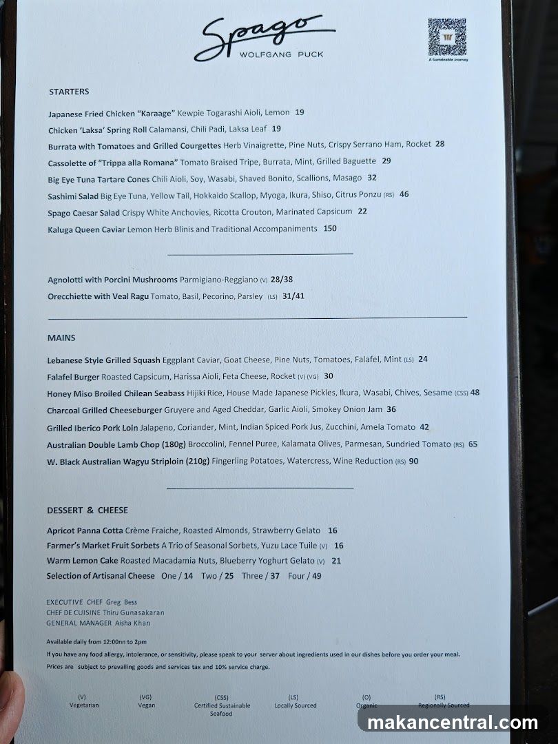 Spago Wolfgang Puck Menu