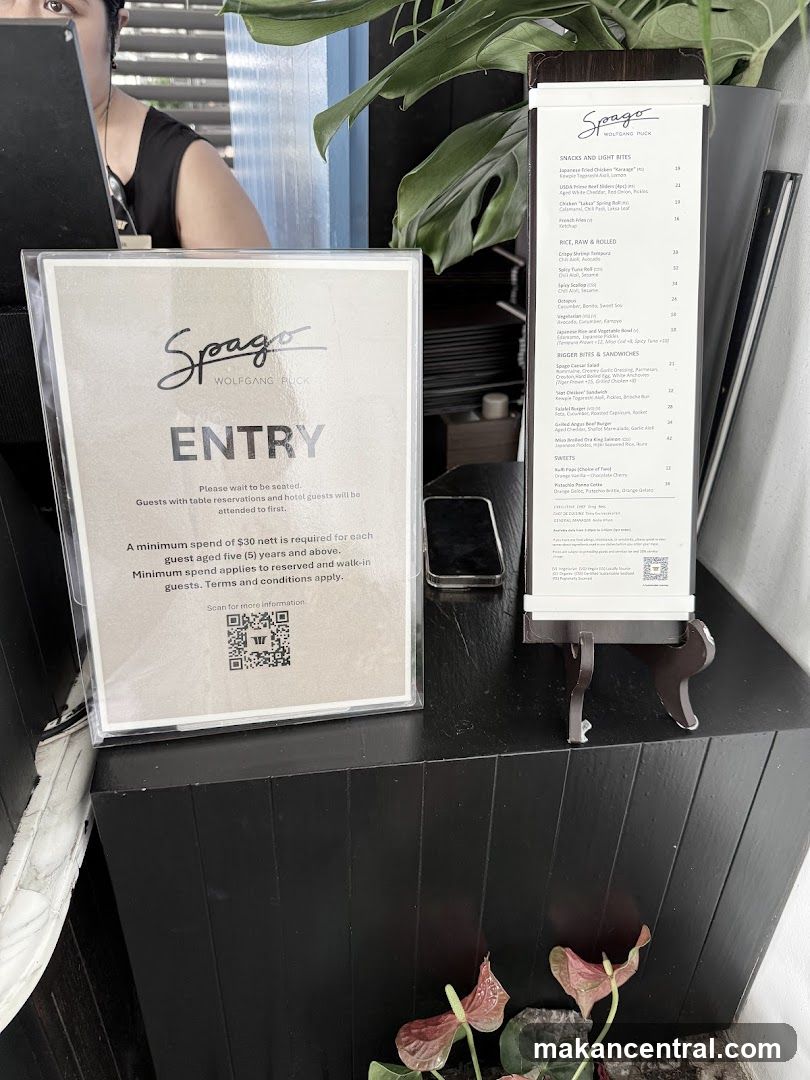 Spago Entry Sign and Menu