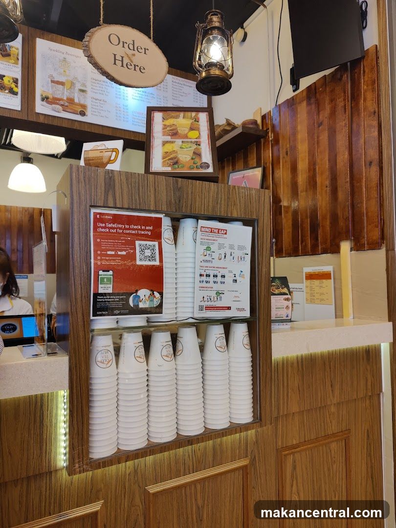 Counter with cups and menus