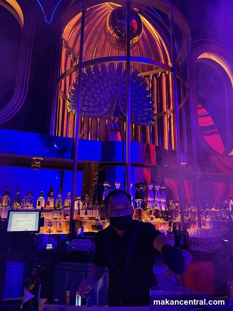 Bar Interior with Peacock Decor