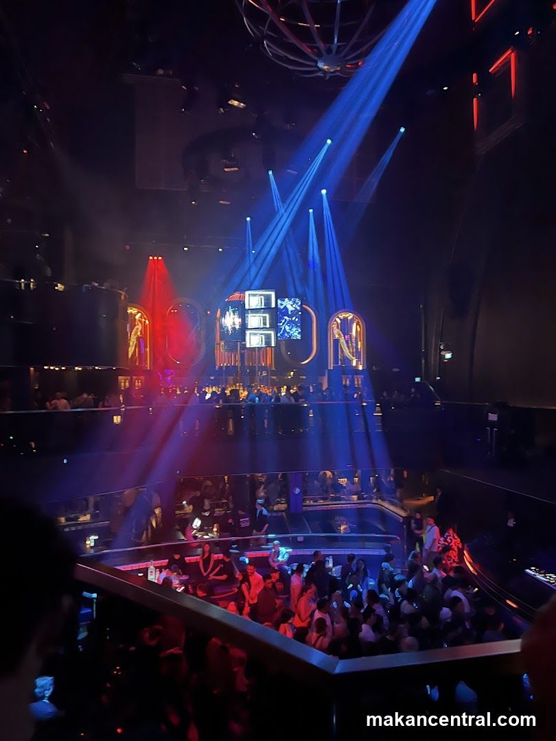 Nightclub with Stage Lighting and Crowd