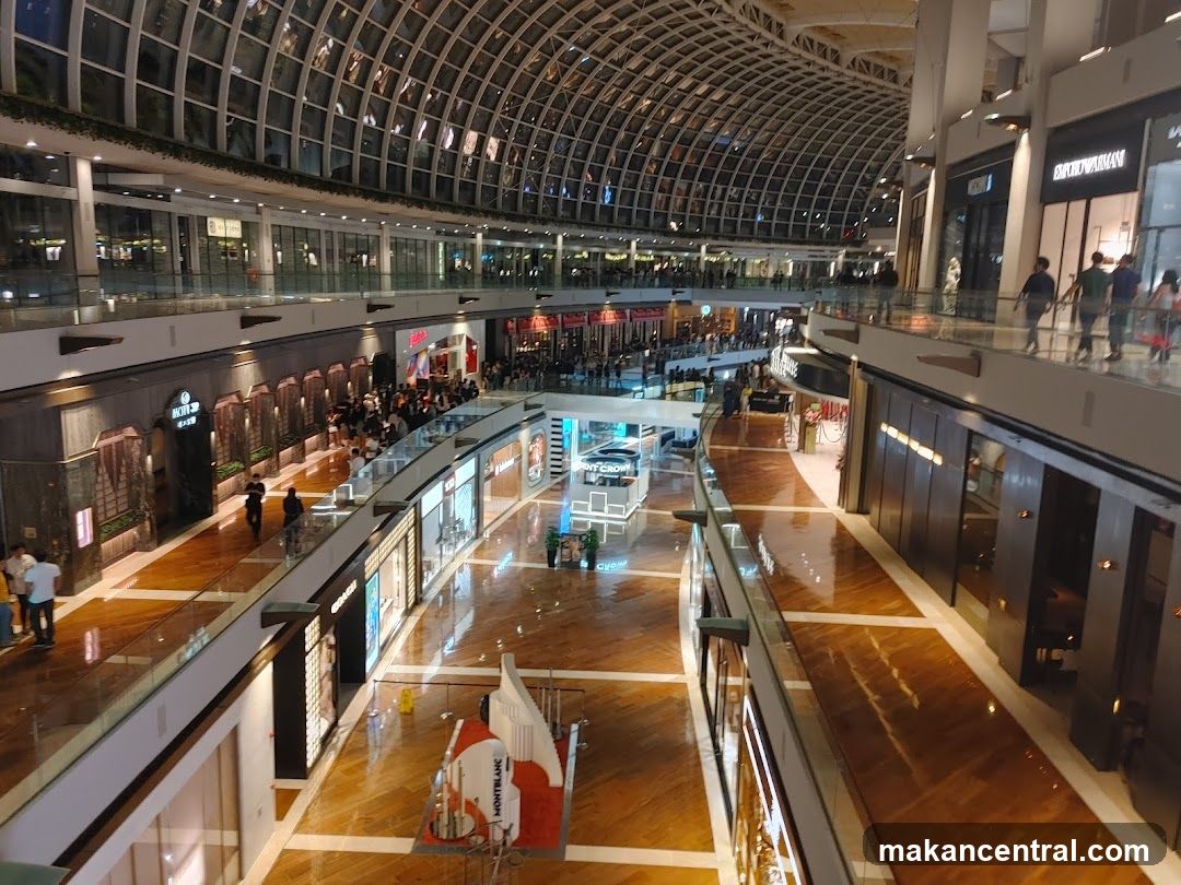 Interior of a large, modern shopping mall
