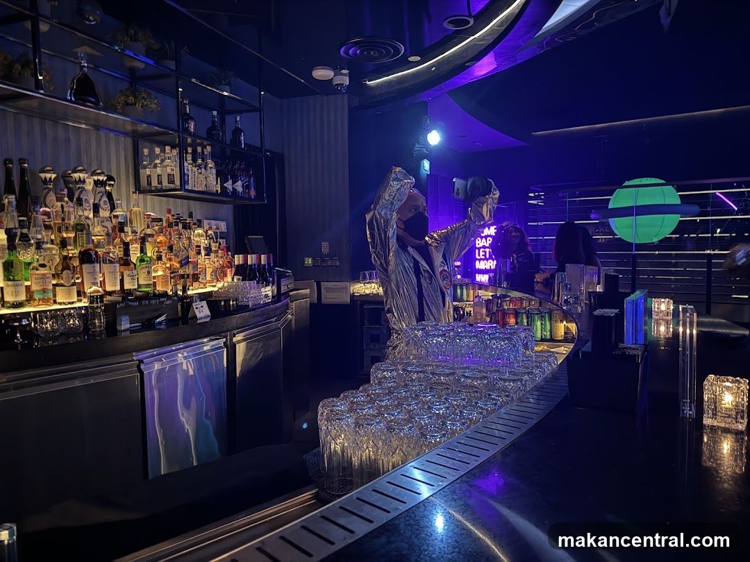 Bar Interior with Neon Lights