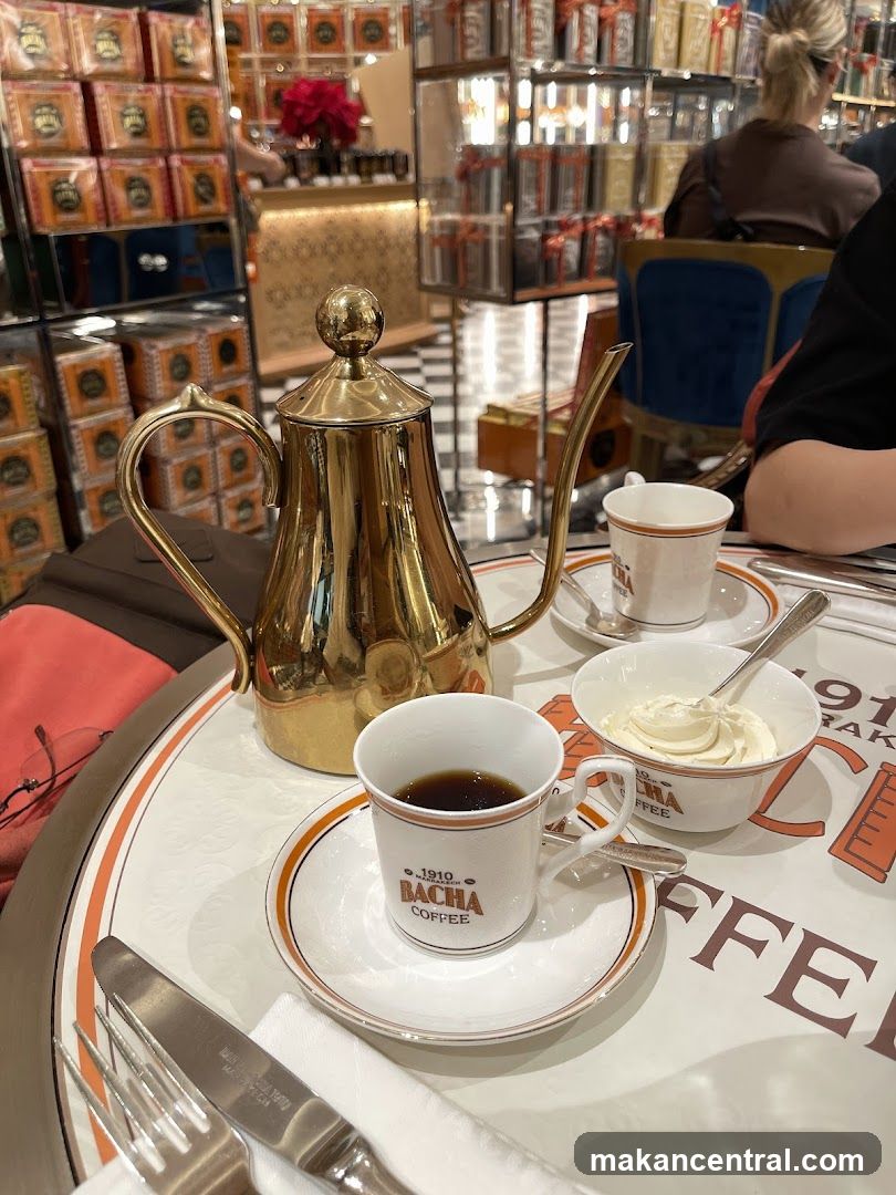 Coffee service with a golden teapot