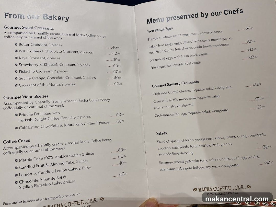 Menu presented by our Chefs
