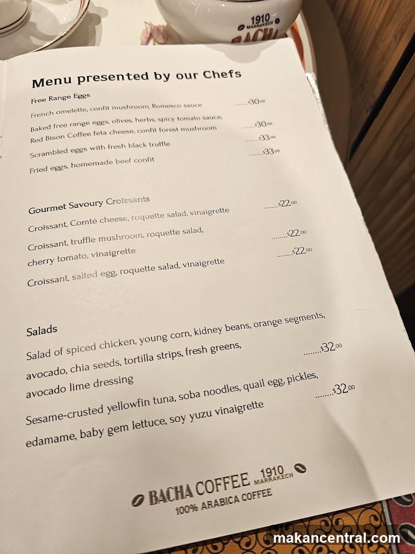 Menu presented by our Chefs