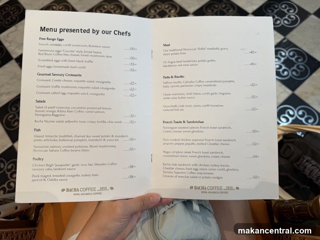 Menu presented by our Chefs