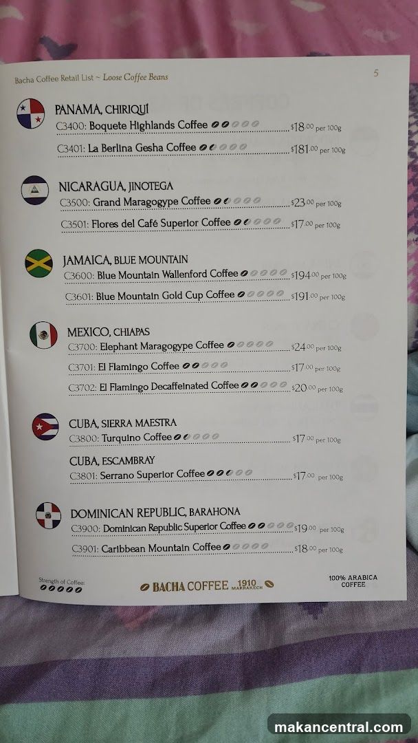 Bacha Coffee Retail List - Loose Coffee Beans