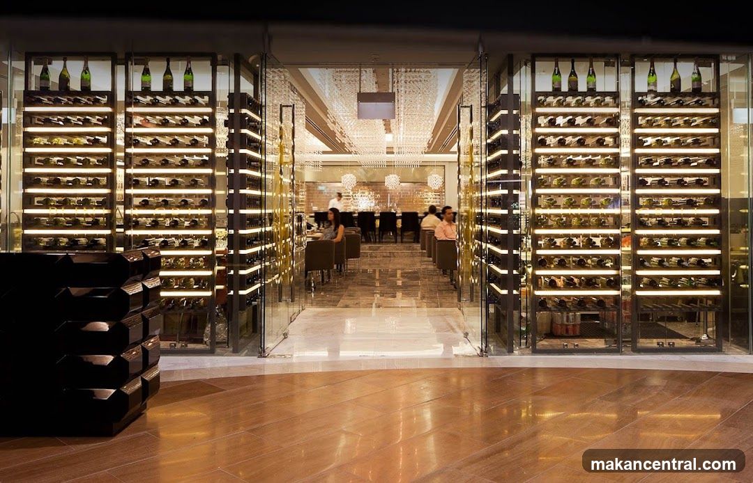 Restaurant Interior with Wine Displays