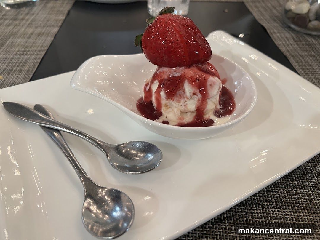 Ice Cream with Strawberry Topping