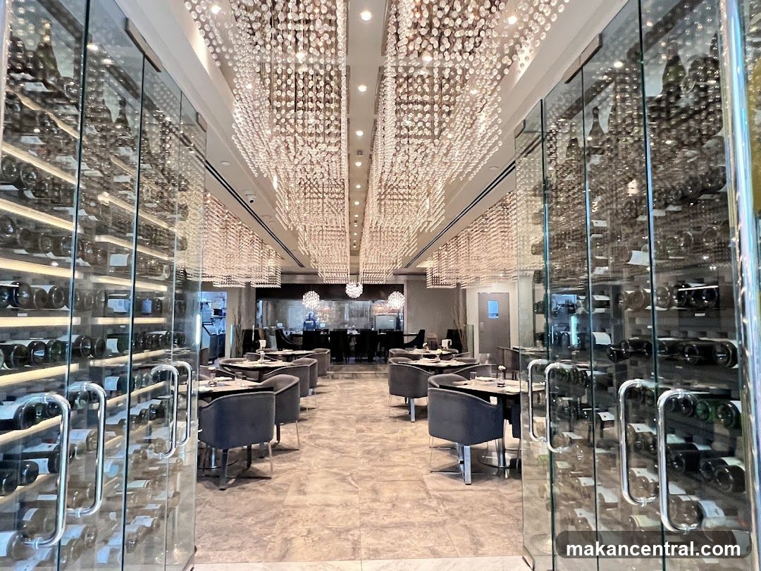 Elegant Restaurant Interior with Wine Displays