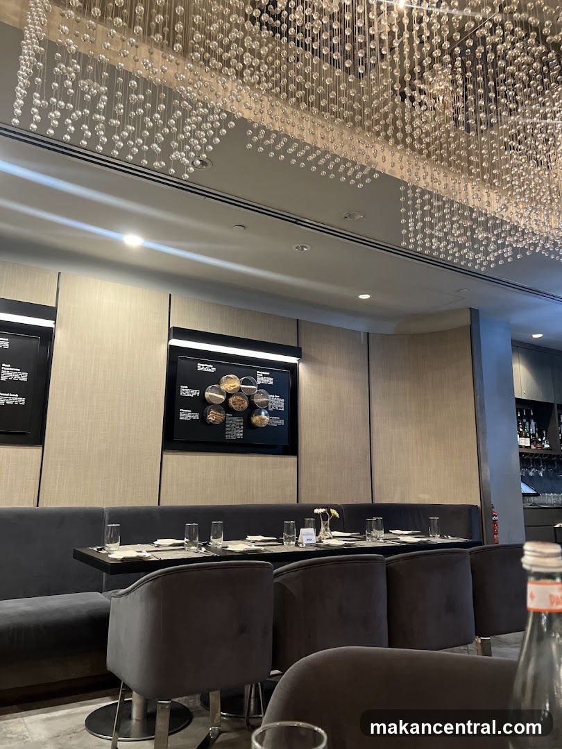 Restaurant Interior with Elegant Chandelier