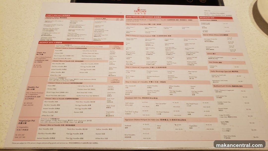 FAITCHOI Menu