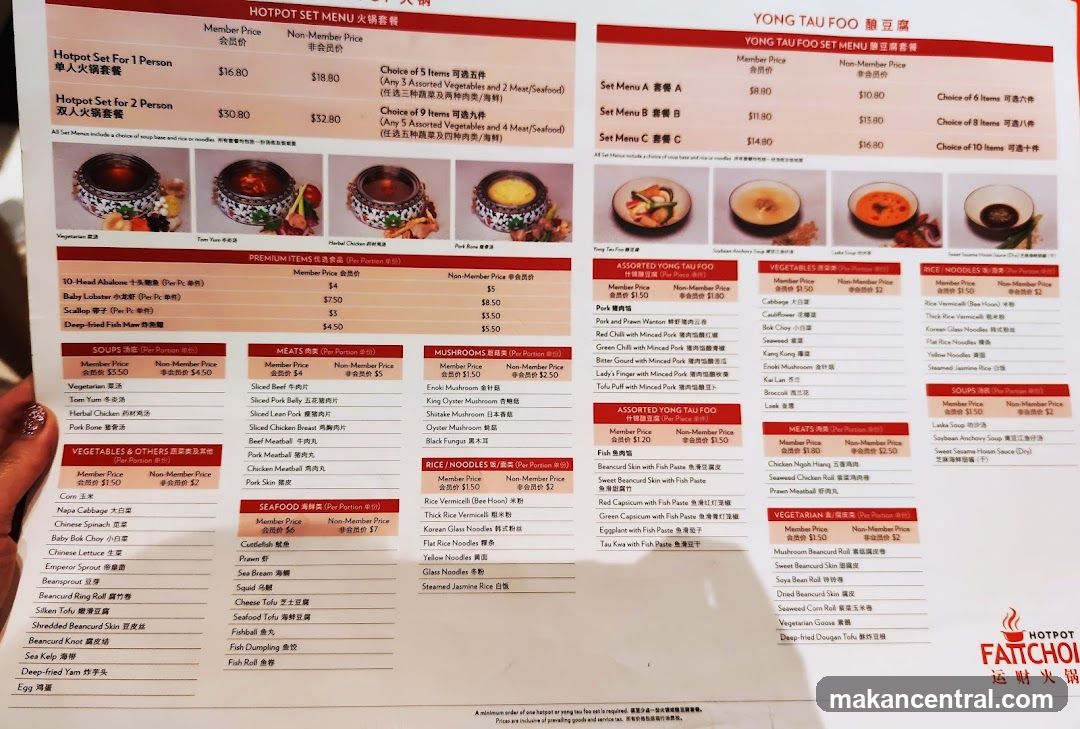 HOTPOT SET MENU & YONG TAU FOO SET MENU