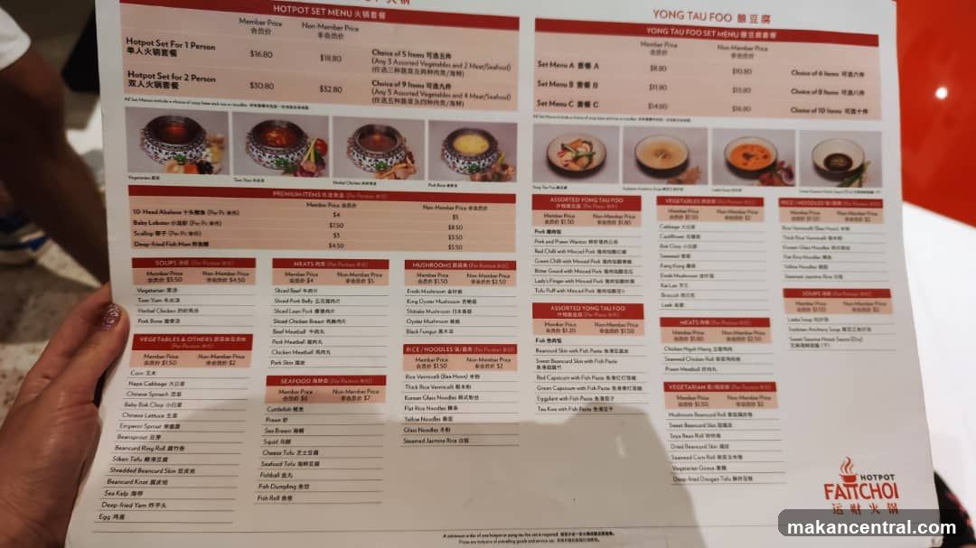 HOTPOT SET MENU & YONG TAU FOO SET MENU