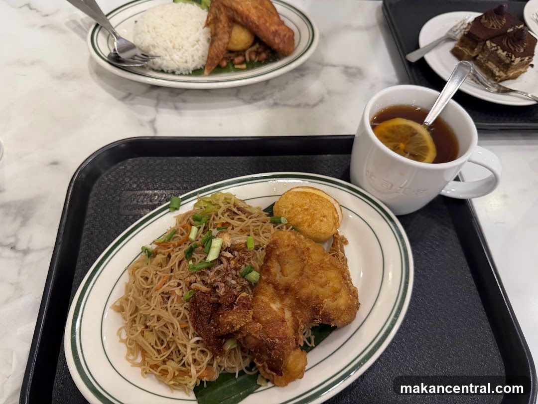 Meal with Fried Chicken and Noodles