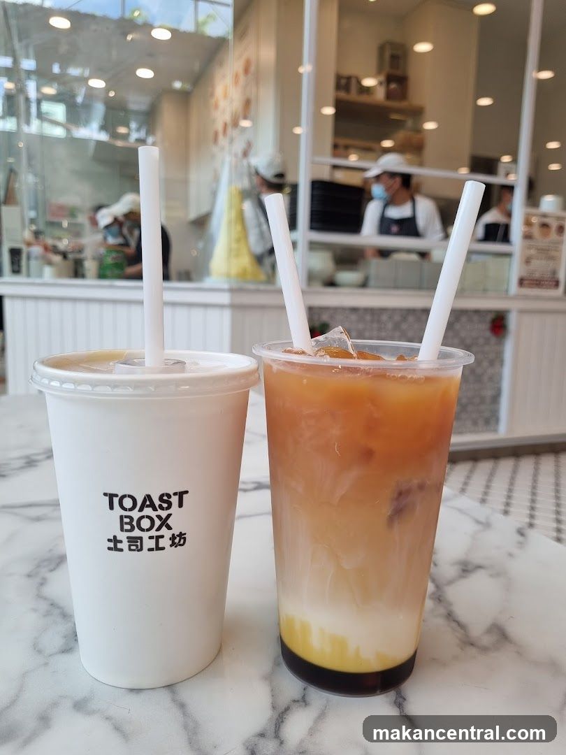 Two drinks with Toast Box logo