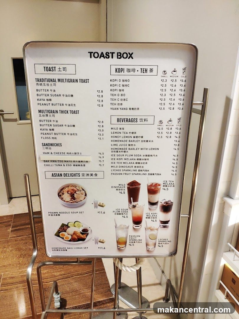 TOAST BOX Menu