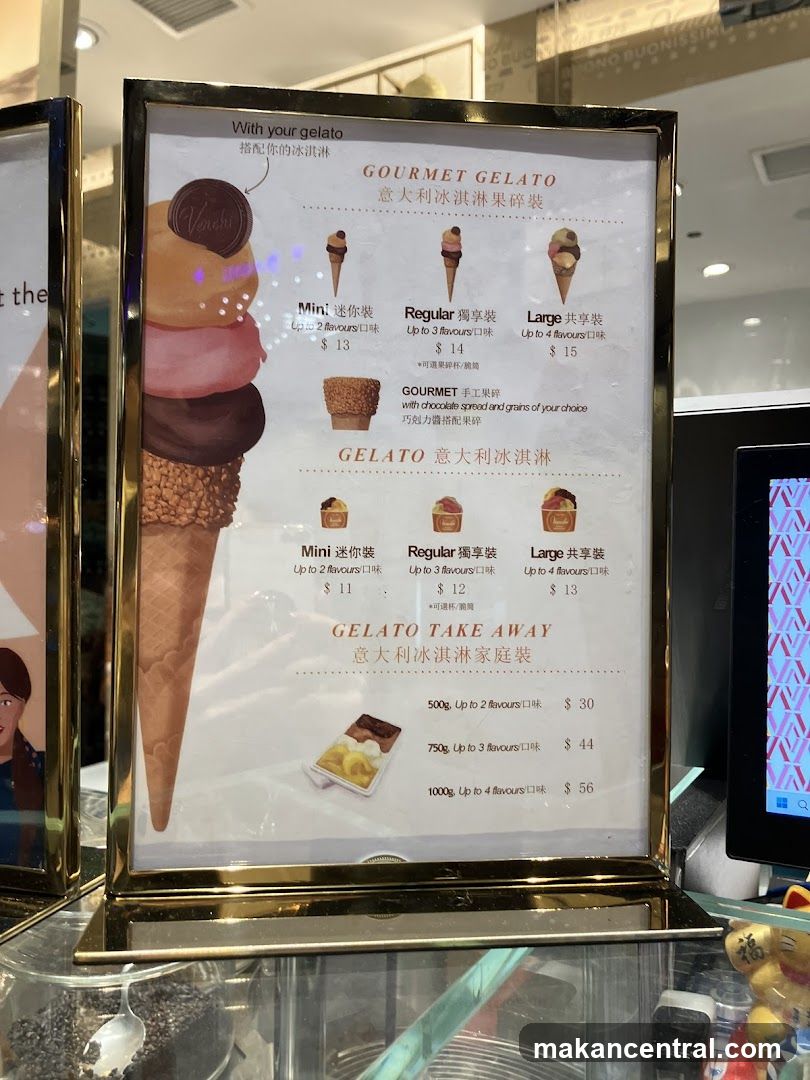 Gourmet Gelato Menu