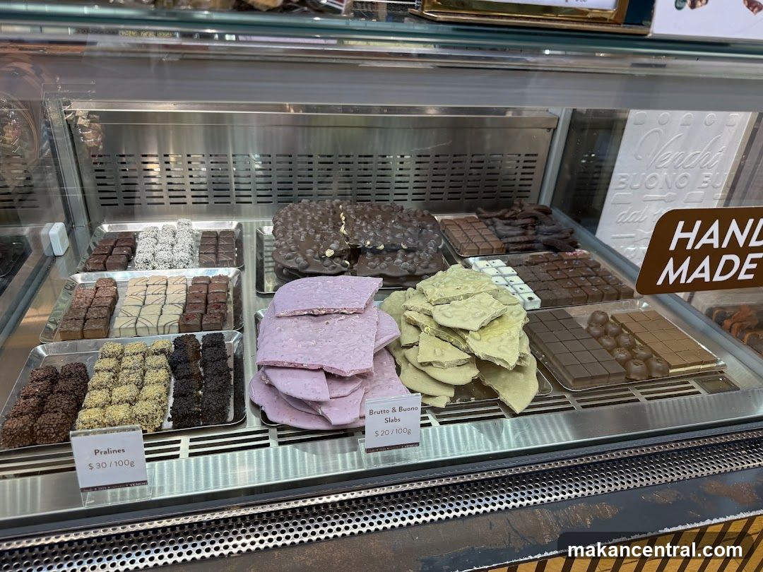 Chocolates in a display case