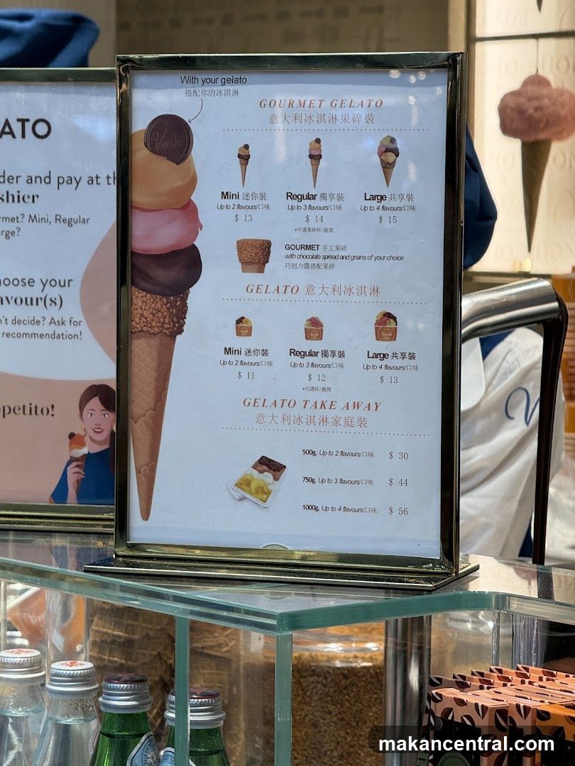 Gourmet Gelato Menu