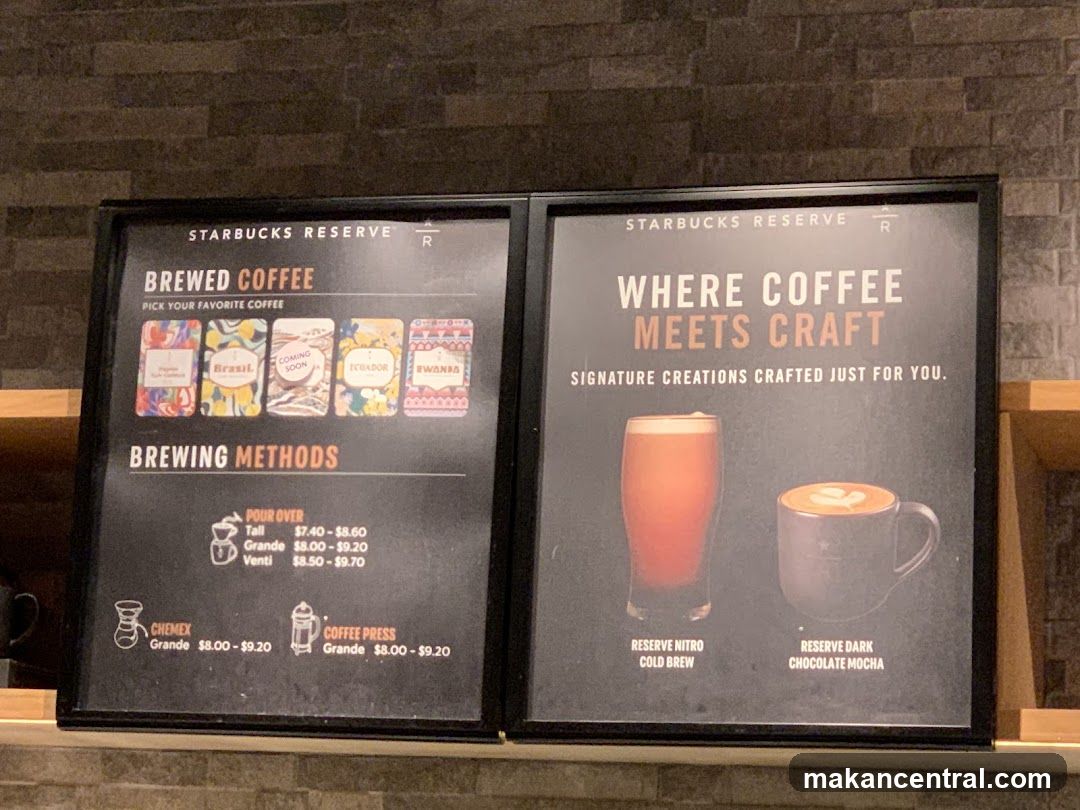 Starbucks Reserve Menu