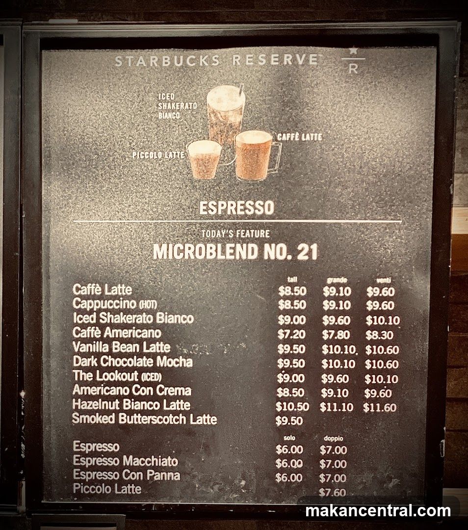 Starbucks Reserve Espresso Menu