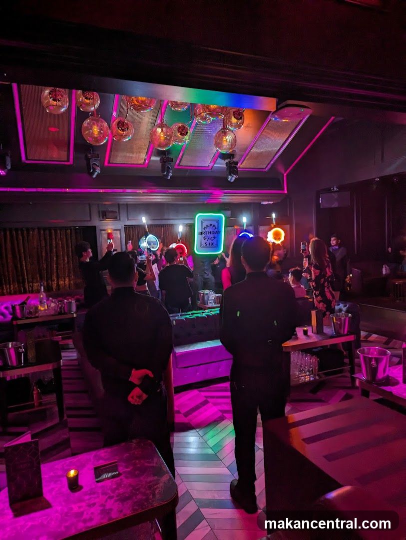 Nightclub Interior with Birthday Celebration