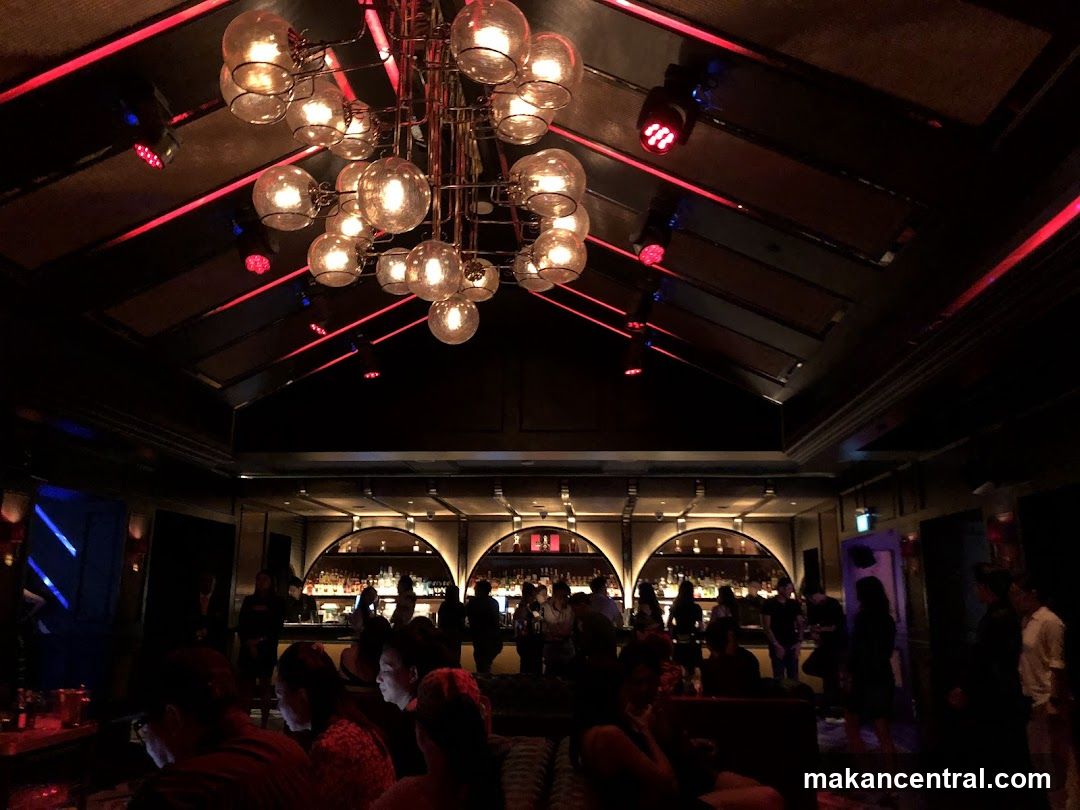 Bar Interior with Chandelier