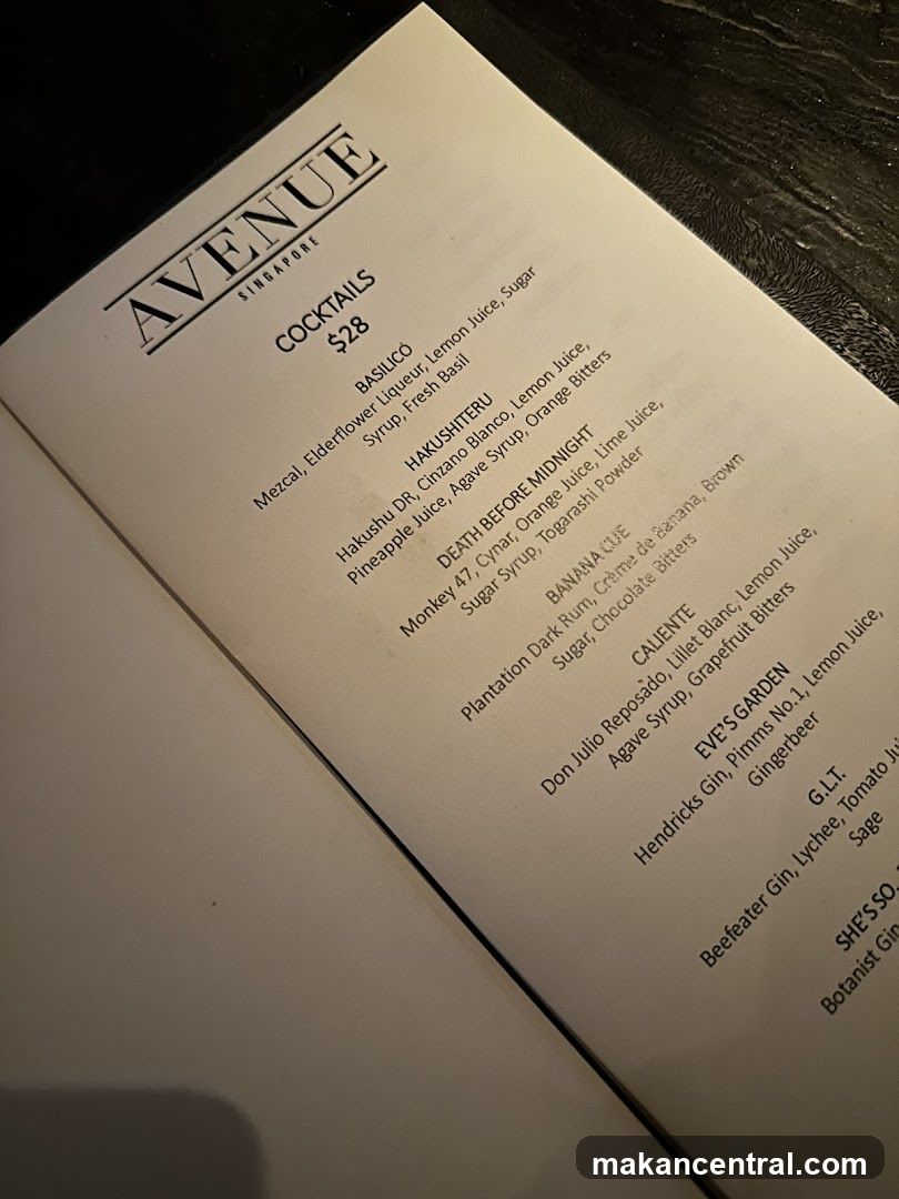 AVENUE SINGAPORE COCKTAILS