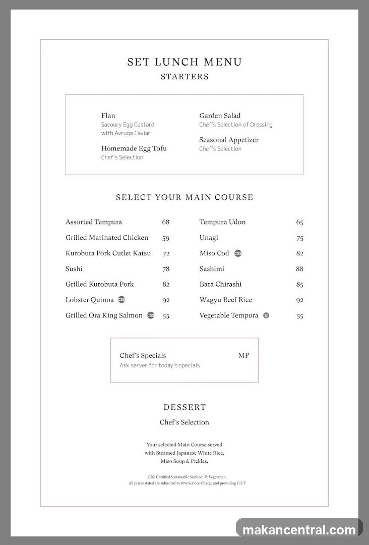 SET LUNCH MENU