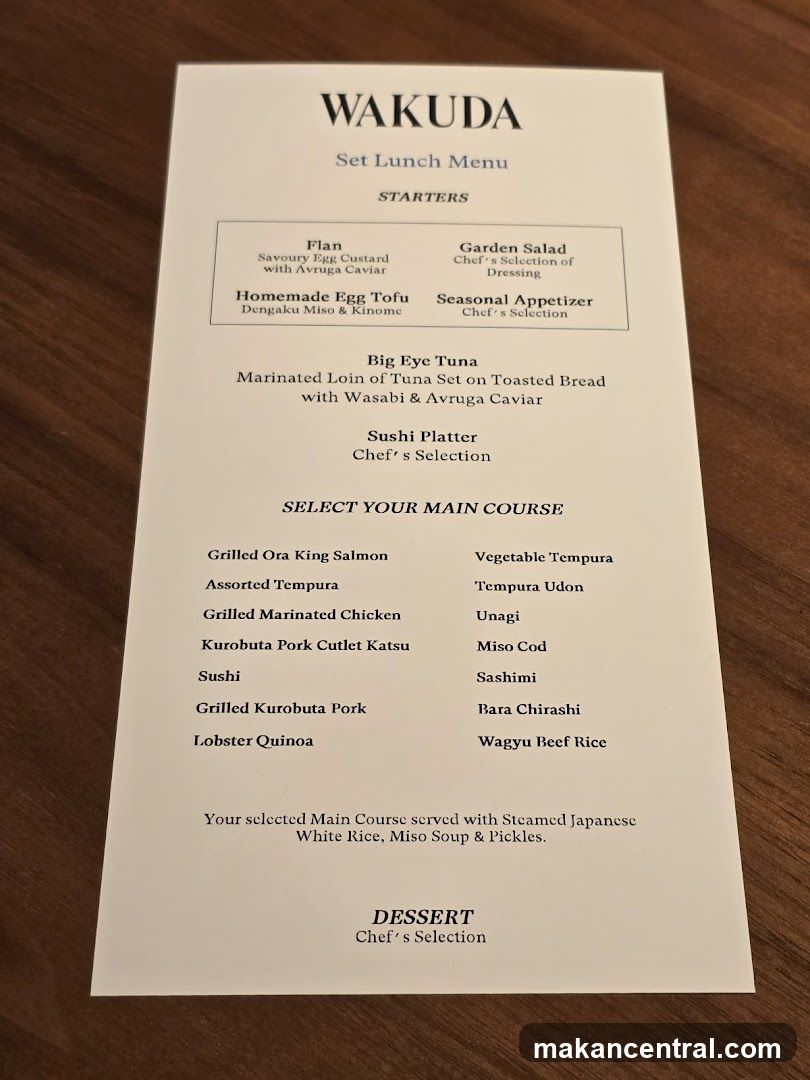 WAKUDA Set Lunch Menu