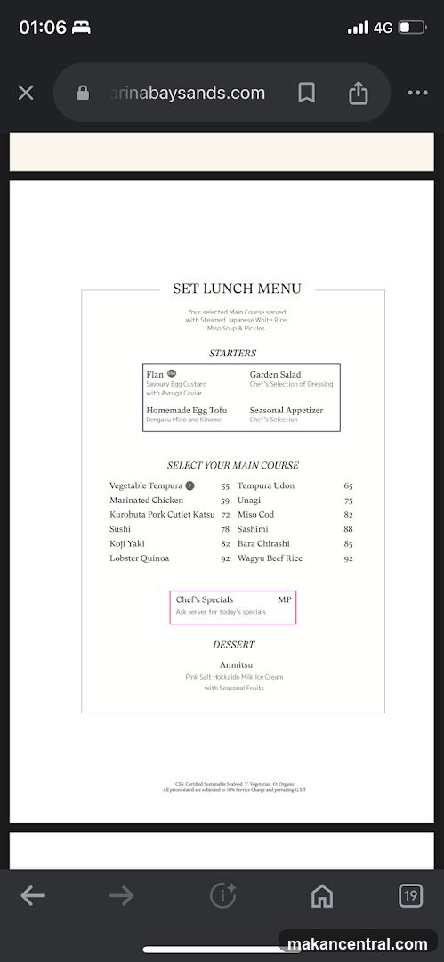 SET LUNCH MENU