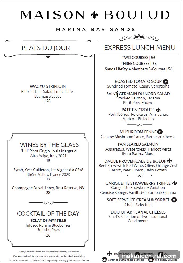 MAISON BOULUD EXPRESS LUNCH MENU