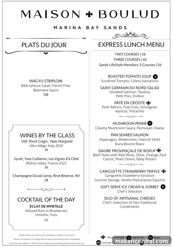 Maison Boulud Express Lunch Menu