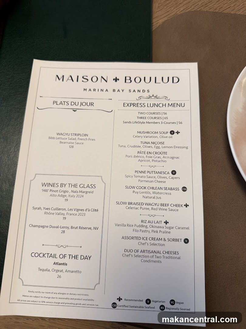 MAISON BOULUD EXPRESS LUNCH MENU